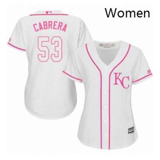 Womens Majestic Kansas City Royals 53 Melky Cabrera Authentic White Fashion Cool Base MLB Jersey